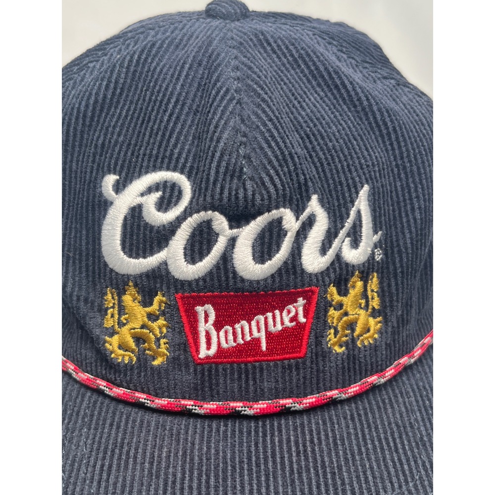 Coors Banquet Navy Blue Corduroy Red Rope Snapback Retro Vintage Style Hag Cap - Picture 12 of 16